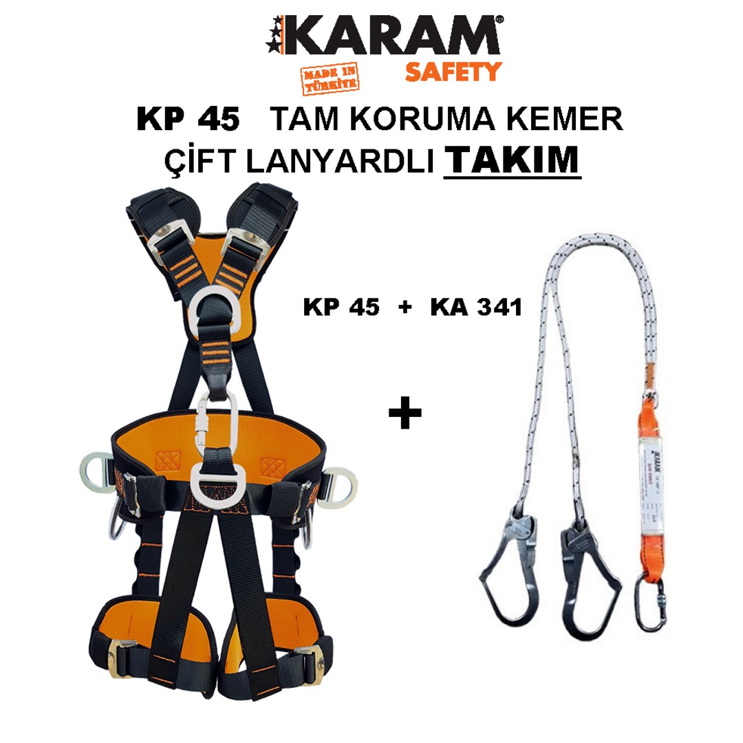 KP45 TAM KORUMA KEMER ÇİFT LANYARDLI TAKIM