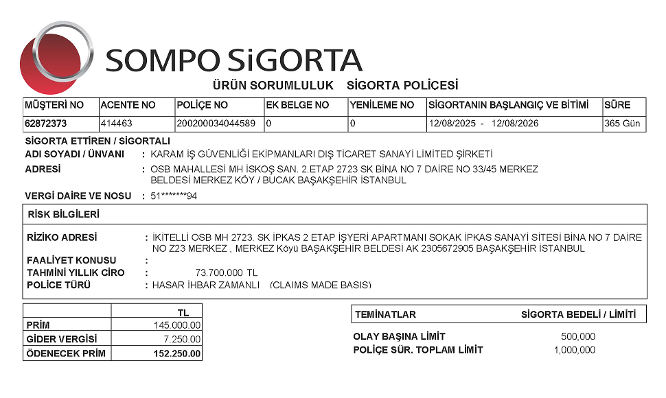 Ürünlerimiz Ürün Sorumluluk Sigortası Kapsamındadır.